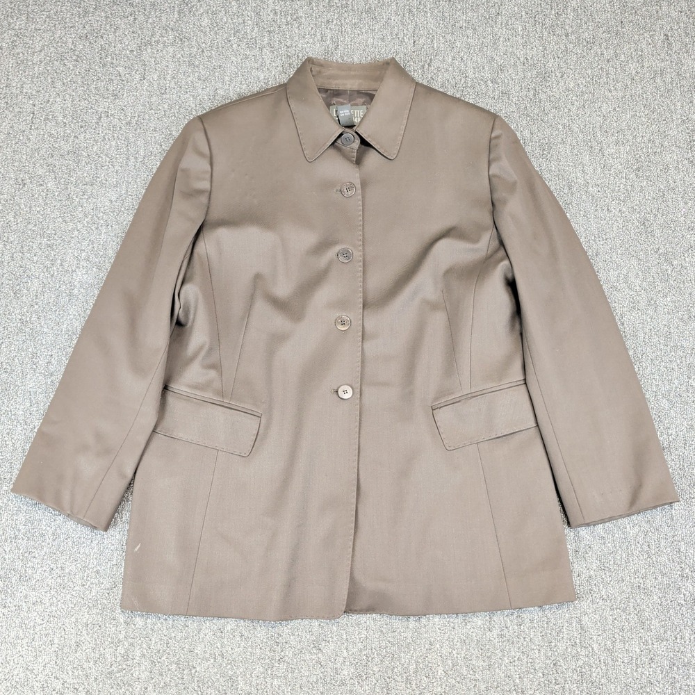 Lafayette 148 Vintage 90s Blazer Women 16 Brown New Wool Stretch Jacket USA Made — photo 3